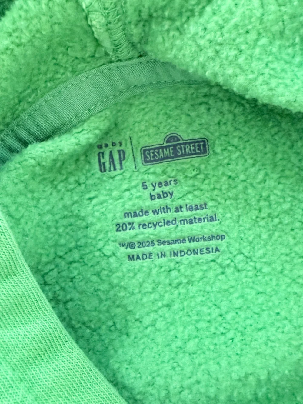 GAP Kids Neon Green Sesame Street Hooded Sweatshirt